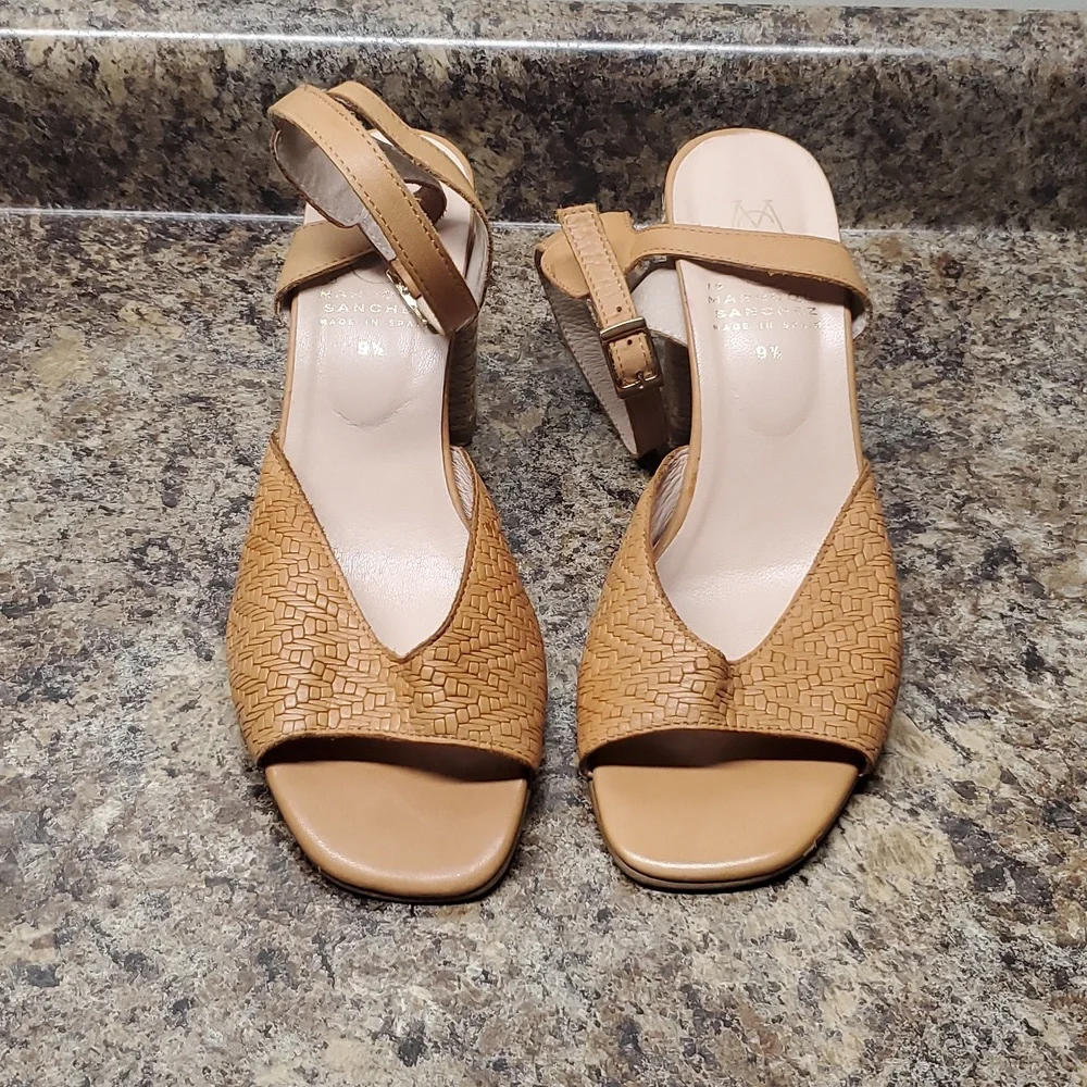 Marroqui Sanchez Leather Espedrille Heel Sandals Made In SPAIN  Size 9.5